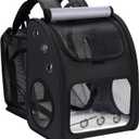 Cat Carrier Backpack, Expandable Pet Carrier Backpack for Cats, Dogs and Small Animals, Portable Pet Travel Backpack, Airline Approved, Ideal for Traveling/Hiking/Camping, Black, XL