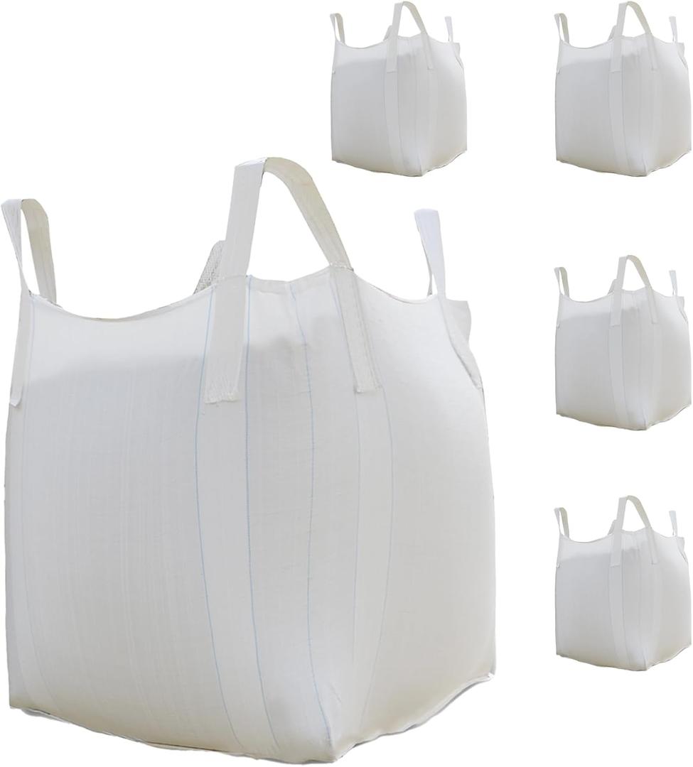 S-Helper FIBC Bulk Bag - 2650 lbs Capacity, 39x39x39 inches, Polypropylene (PP), Open Top, White, Rectangular, Reusable, 1-Pack