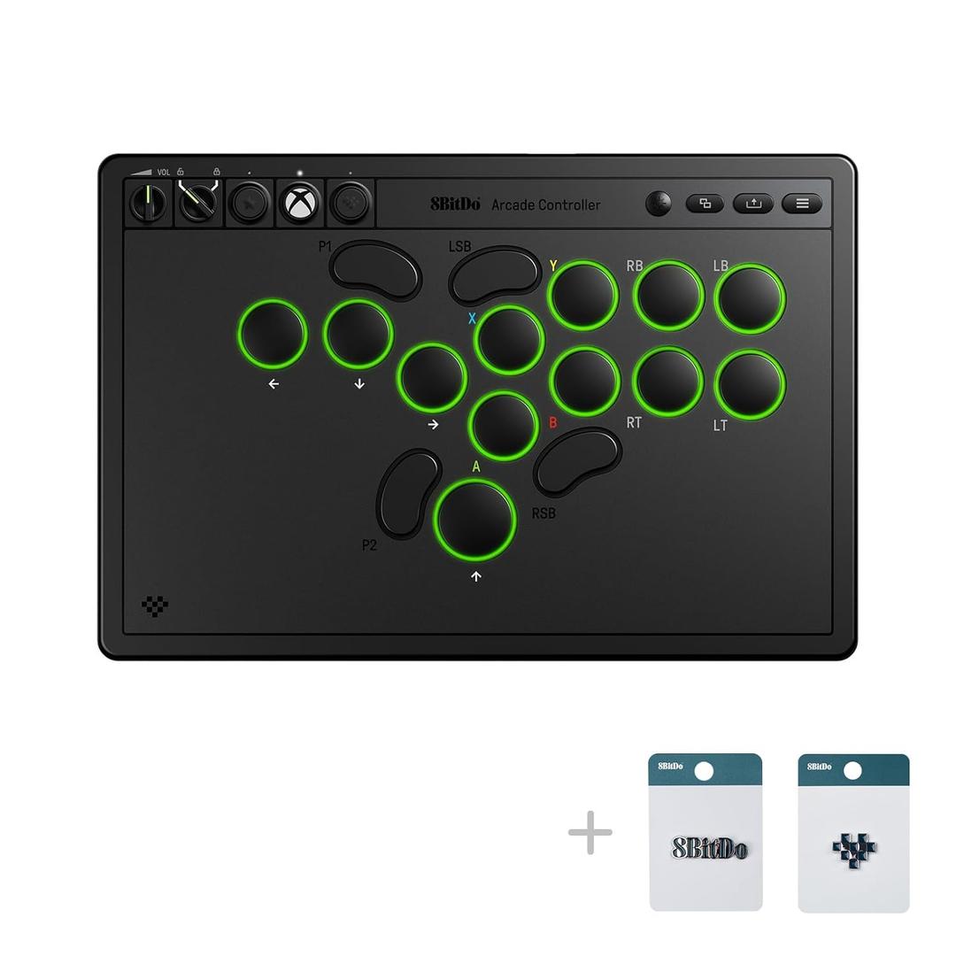 8BitDo All-Button Arcade Controller for Xbox Series X|S, Xbox One & PC 2.4G Wireless, Low-profile Mechanical Switches, Programmable Buttons, Hot-swappable PCB, RGB Lighting - Officially Licensed