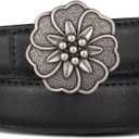 Relang Women's Belts with Gold Buckle, Fashion Waist Band, Elegant Ladies' Belt, Gift for Women (26-27 (Pant 1-5), Ancient Silver Seven-petal Flower)