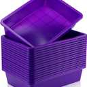 Hoteam 18 Pcs Flat Storage Organizer Bins Letter Size Paper Tray Classroom Storage Plastic Art Trays Classroom Pencil Organizer Baskets for School Office Teacher Book Organization(Purple)