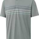 M MAELREG Mens Golf Shirts Short Sleeve Chest Print Stripe Moisture Wicking Dry Fit Casual Collared Mens Polo Shirts (X-Large, Light Grey)