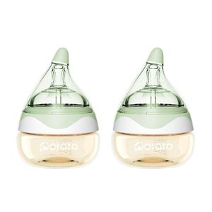 Breast Milk Baby Bottles for Newborn Baby PPSU Anti Colic Infant Bottles Wide Neck Breast-Like Nipple Slow Flow Breastfeeding Toddler Bottles-2pack (2.5oz/pc, Green)