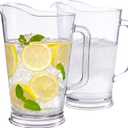 US Acrylic 64oz Bistro Clear Pitcher | Set of 2 Beer Pitchers | Reusable, BPAfree, Made in the USA, Indoor and Outdoor Pitcher Set for Water, Lemonade, Juice, Soda Pop, and Beer