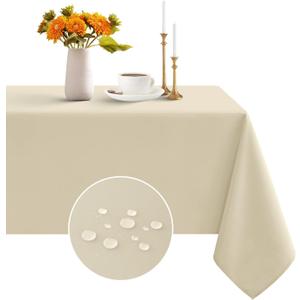 Romanstile Rectangle Tablecloth - Waterproof and Wrinkle Resistant Washable Polyester Table Cloth for Kitchen Dining/Party/Wedding Indoor and Outdoor Use (54 x 78 inch, Beige)