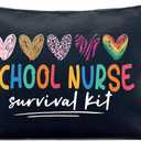 Nurse Survival Kit Funny Canvas Zipper Makeup Bag, Travel Accessories Storage Toiletries Bag, Appreciation Gifts for Nurse Week Practitioner Nurse, Nurses Day Gifts, Nurse Graduation Gifts
