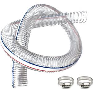 2" ID x 2 1/4" OD Inch OD Heavy-Duty Steel Wire Suction PVC Flexible Tubing High Pressure UV Chemical Resistant Thick Vinyl Hose Tube, 6.5FT