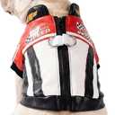 FLAdorepet Cool Dog Racer Costume,Pet Race Car Driver Costume Outfits,Winter Dog Leather Jacket with Leash Ring,Warm Fleece Coat Clothes for Dogs (Black, XL) (XL(Bust 19.6inch|Pet 12-15Lbs))