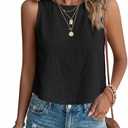 IDEALSANXUN Womens Linen Tank Tops Spring Summer Fashion Crop Cute Sleeveless Shirts Vest Top (Black, S)