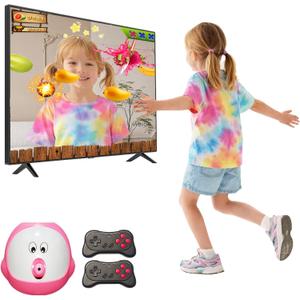 AR Motion Sensing TV Game Console, Video Games for 100+ Built-in Games, HDMI Plug and Play, 2 Wireless Controllers, Interactive Gaming for Kids 3 for Children