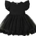 Baby Girl Butterfly Dress Tutu Ruffle Sleeveless Dresses Photograph Party Outfits Birthday Gift (12-18 Months, Black-1)