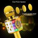 BlueFire 4 in 1 Karaoke Wireless Microphone with LED Lights, Portable Microphone for Kids, Great Gifts Toys for Kids, Girls, Boys and Adults (Gold)