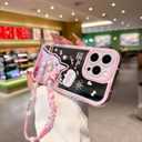 for iPhone 11 Case, [Cute White Cat Pattern][Shiny Mirror Case][2-in-1 Bead Wrist Strap], Soft TPU Frame, Shockproof and Drop-Proof, Suitable for Women & Girls