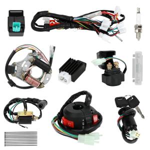 Complete Wiring Harness Kit Compatible with Tao tao Coolster 110cc 125cc Chinese ATV Quad 4 Wheeler 4 Stroke Parts with Starter Solenoid Relay Ignition Coil Stator Voltage Regulator CDI Box
