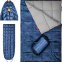 Down Camping Blanket - Lightweight, Packable, Warm & Puffy Outdoor Travel Quilt for Sleep, Hiking, Backpacking, Stadium, Festivals, Water-Resistant Sleeping Bag 55"x79" (Deep Sky Blue)