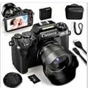 4K Vlogging Camera with Dual Lenses, 64MP WiFi Digital Camera, 4" Touchscreen, HDMI Output, Flash, 64GB Card, 3000mAh Battery for YouTube & Travel (Black-Plus)