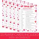 5 x DISTINCTIVS Valentines Day Trivia Game All Things Red, Classroom Party Activity for Kids, 25 Count