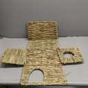Hamiledyi Bunny Grass House with 2 Grass Mat and Play Balls Foldable Toy Hut for Rabbit, Squirrels, Guinea Pigs Play and Sleep Edible Grass Hideaway