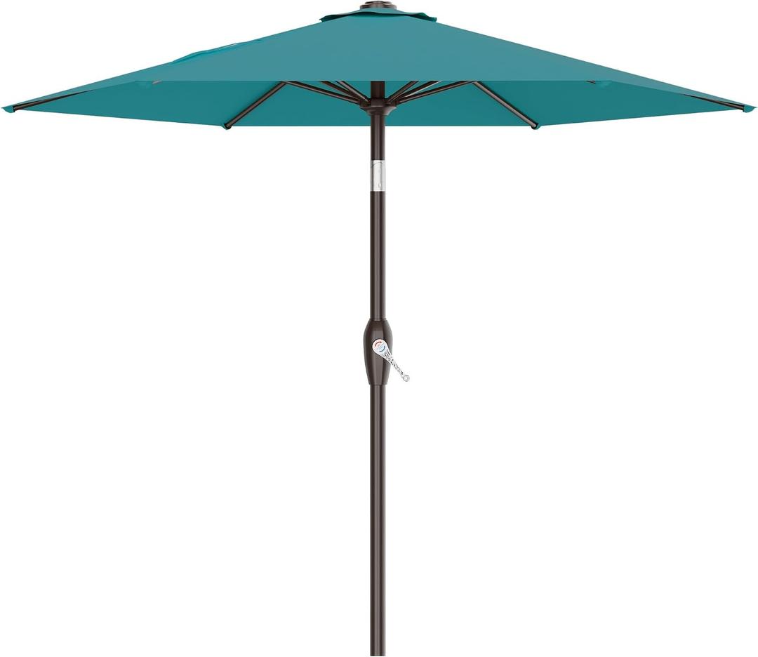 AreShark 7.5FT Patio Umbrella Table Market Umbrella with 6 Sturdy Ribs, Button Tilt/Crank, Heavy-Duty Outdoor Umbrellas for Pool, Deck, Garden and Backyard, Cerulean