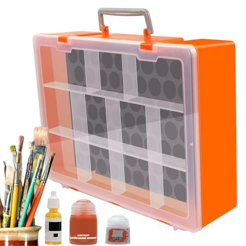 Evemodel 1set Model Paint Organizer with 60 Holes (Diameter 32.5mm) Pigment Bottle Storage Suitcase Dual-layer Portable Box SN03S Miniature Paint Storage