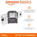 Amazon Basics Portable, Foldable Metal Wire Dog Crate with Removable Tray, Double Door, Divider Panel, 24" x 18" x 20", Black