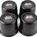 RTRHINOTUNING 3.31" Wheel Center Caps Stainless Steel Push Through Black Trailer Hub Caps for Truck RV SUV Wheel Rims 3.07" Height with Aluminum Badges