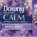 Downy Calm Mega Dryer Sheets, Large Fabric Softener Sheets for Laundry , Static Guard & Softness Boost, Laundry Dryer and Fabric Sheets, 180 Count
