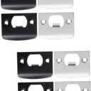 Lurrose 8pcs Stainless Steel Door Reinforcement Plates Deadbolt Strike Plates for Enhanced Security Smooth Door Latch Heavy Duty Installation for Home and Commercial Use