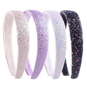 Glitter Headbands for Girls Wide Sparkly Headbands for Little Girl Hair Accessories Thick Bling Hairband for Children (Sparkle-Basic)