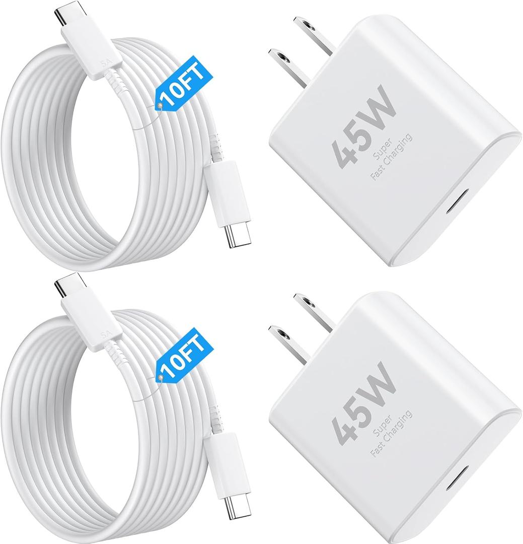 iPhone 17 Pro Max Charger Fast Charging, 45W Super Fast USB C Charger for iPhone 17 Charger Block with 10ft Type C Cord for iPhone 17/17 Pro/17 Pro Max/Air, for iPhone 16 15 Pro Max Plus,iPad, Galaxy, Pack of 2 
