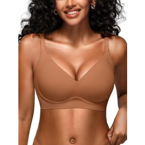 Jelly Bras for Women - S-2XL Seamless Wireless Padded Bralette with Support, Comfy Everyday T-Shirt Bra No Underwire (XXL)