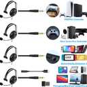 Wired Single Ear Headset with 3.5mm Jack & USB-C & USB-A Adapter for PS5, PS4, Xbox, Switch, PC, iPhone, iPad, Android - Unilateral Mono Headphone for Gaming, Call Center, Remote Work, Online Classes