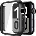 Misxi 2 Pack Tempered Glass Case Compatible for Apple Watch Series 11 (2025) Series 10 42mm, Hard PC Screen Protector Overall Protection Ultra-Thin Lightweight Scratch-Resistant Cover for iWatch, Black