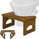 JACNITAD Foldable Toilet Stool, 7 Inch Poop Stool for Bathroom, Bamboo Toilet Stool Squat Adult, Collapsible Squatting Potty Stool with Non-Slip Strip (Foldable-Rustic Brown, Pack of 1)