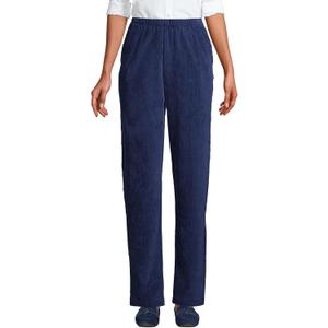 Lands' End Women's Sport Knit High Rise Corduroy Pants (Deep Sea Navy), Small