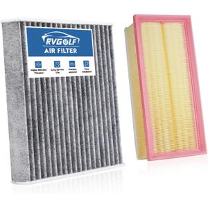 Engine+Cabin Air Filters Set Fit for 2018-2026 Volkswagen Atlas 2.0L 3.6L, Atlas Cross Sport 2020-2026 Engine Air Filter VW Atlas Replacement Automotive Accessories CF11643 3QF129620