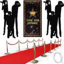 Timtin VIP Entrance Banner Photography Backdrop with Red Carpet Runner, Paparazzi Props, 2.6 x 15 ft Rug, Double-Sided Tape for Party Decorations and Movie Theme Events