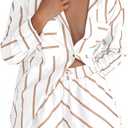 Tankaneo Womens Striped 2 Piece Outfits Button Down Shirts and Shorts Lounge Matching Sets (White, S)