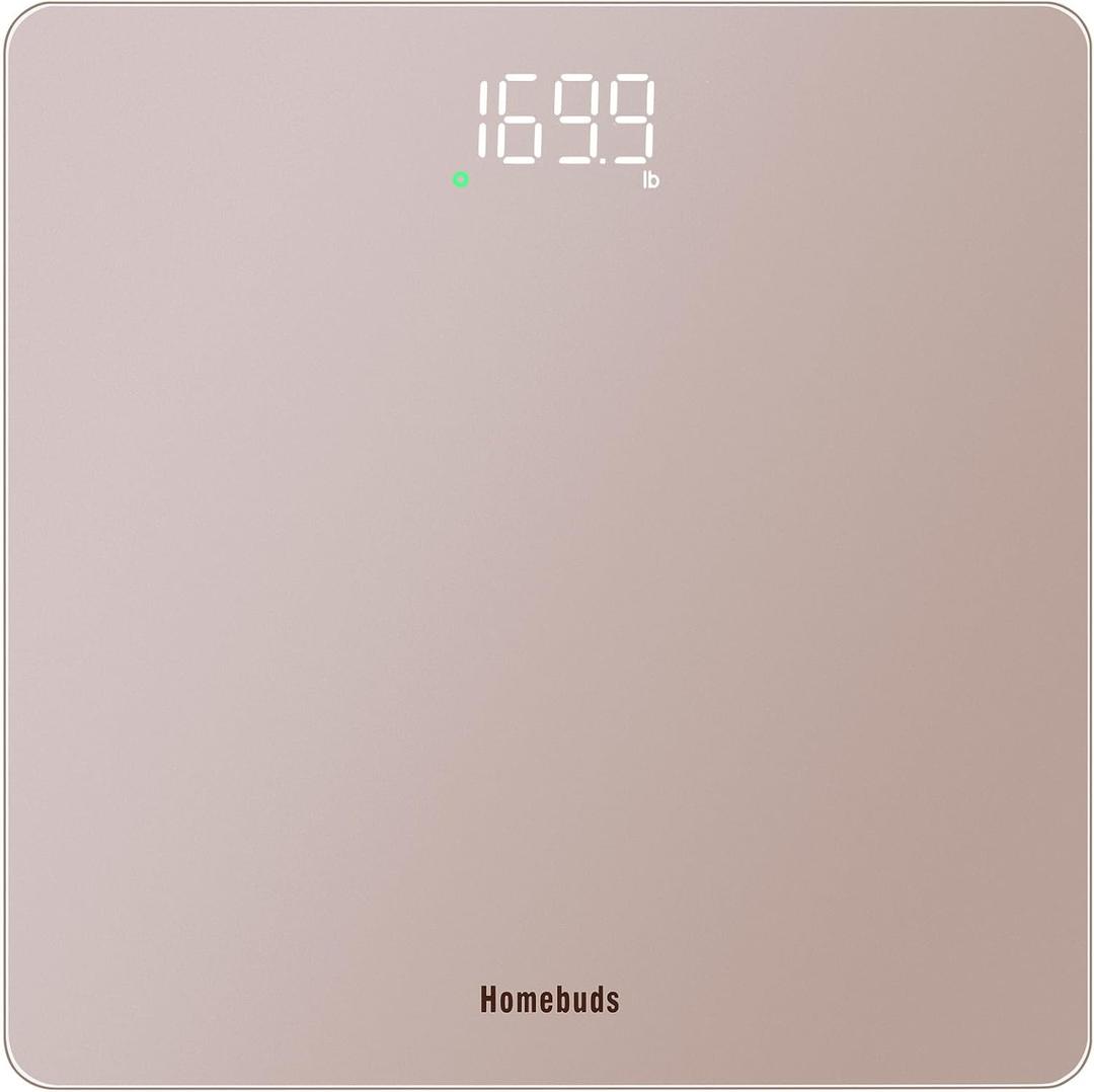 Homebuds Bathroom Scale for Body Weight, Precision 0.1lb by Our Professional Factory Since 2001, Weight Scale Step-On and White LED for Easy to View, 3*AAA Included, 400lb/182kg, Rose Gold