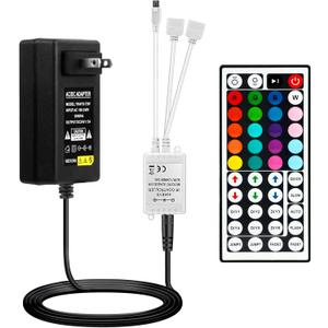 Yiliaw 44 Key IR Remote Controller Kit - Wireless Rectifier Control Box & DC 24V 3A Power Supply Adapter for RGB LED Strip Lights