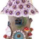 Fairy Garden Accessories Outdoor Statues, Resin Waterproof Large Gnome Solar Powered Lights Sculptures Mushroom House Decor for Outdoor Garden Lawn Balcony Yard