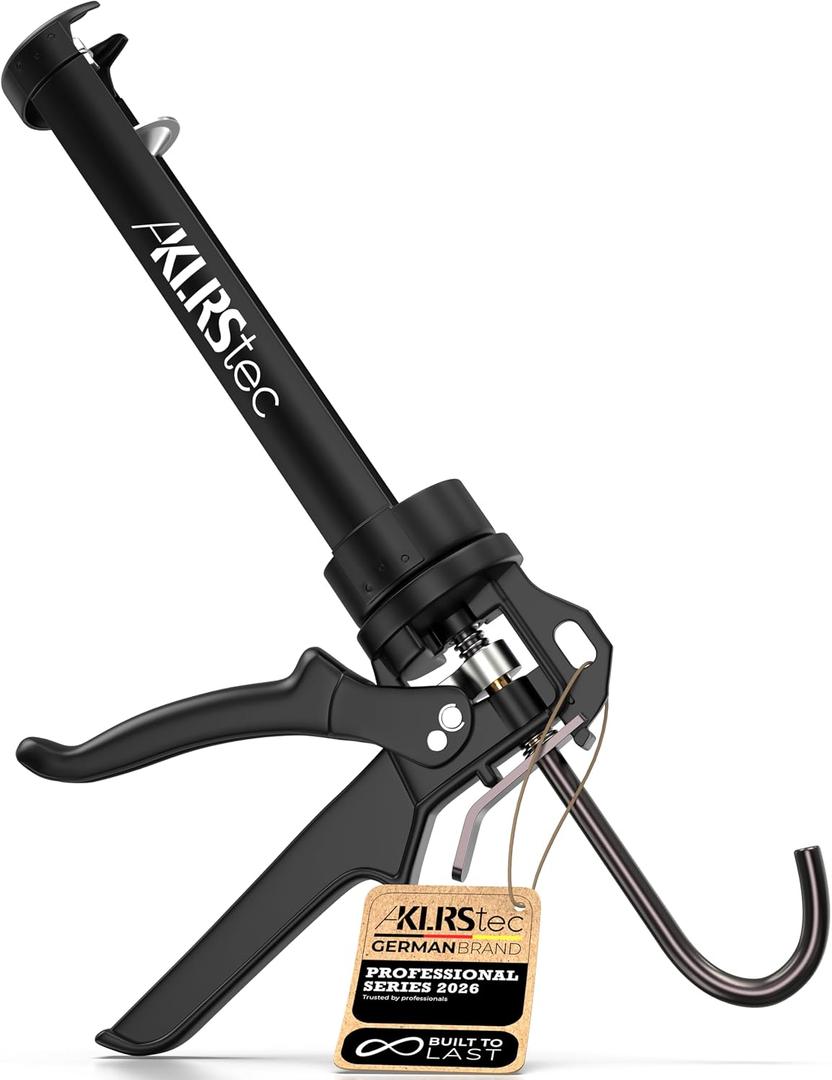 KLRStec Professional Caulking Gun [25:1 Thrust Ratio] Heavy Duty Caulk Gun for All Standard 10oz / 300ml / 1/10 Gallon Sealant and Adhesive Cartridges