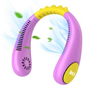 Kids Neck Fan, Portable Bladeless Fans for Kid 4-14Y Girls & Boys, 2600mAh USB Personal Mini Cooling Fan for Travel/Camping/Study, 4 Speeds, Lightweight, Compact, Perfect Summer Gifts for Kids (Purple)