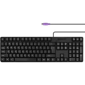 MCSaite Wired PS2 104 Keys Computer Keyboard with Stands,Black,Waterproof - US Layout Compatible for Windows, PC, Laptop