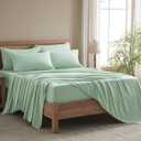 Full Size Bed Sheets - 6 Piece Soft Microfiber and Wrinkle Free Sheets - Easy Care, Extra Soft, Cooling Sheets - 1 Deep Pocket Fitted Sheet 1 Flat Sheet and 4 Pillowcases (Full Sage Green)