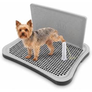 Dog Pee Pad Holder, Indoor Dog Potty Tray with Splash Guard & Center Post, 20" x 15.4" Bathroom Pet Litter Box, Mesh Training Toilet for Puppy and Small Size Dog
