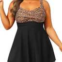 Aqua Eve Plus Size Swim Dress - Two Piece Tankini Tummy Control Bathing Suit with Shorts 2025 Swimsuit (Black, XXXL)