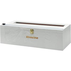Libreshine White 18 Inch Plastic Wrap Dispenser with Slide Cutter & Roller, Heavy Duty Bamboo Commercial Film Wrap Holder for 3000ft Food Service Cling Film, 1000ft Foil, Butcher/Freezer/Kraft Paper