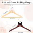 2 Pcs Bride Bridal Groom Hanger Wedding Dress Hanger with Pearl Ribbon Bow Tie Wooden Hangers for Wedding Gift Bridal Shower Party Supplies