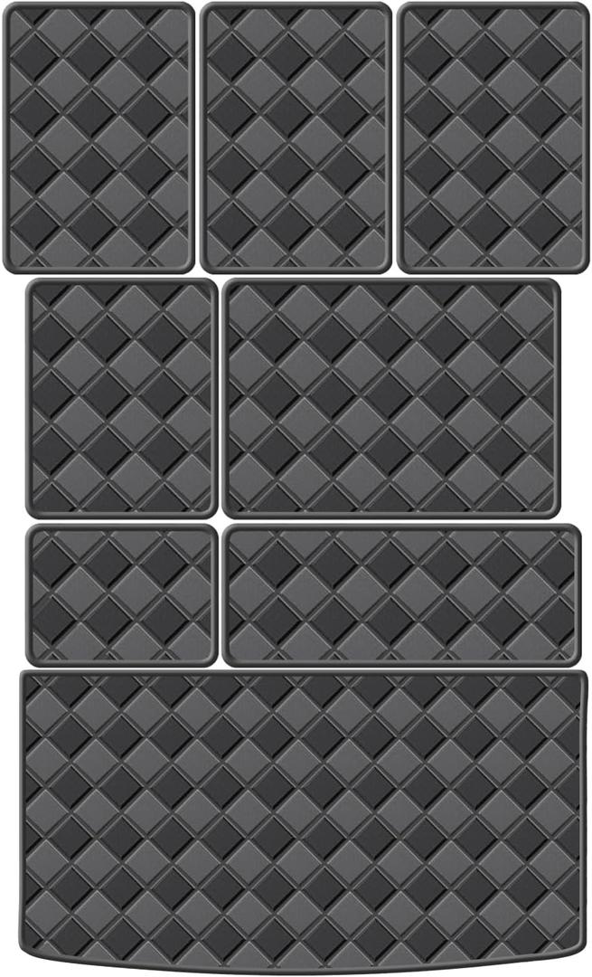 Cargo Mat for 2022-2025 Jeep Wagoneer/Jeep Grand Wagoneer 8 Seats (Not fit L) Trunk Mat & 2ND+3RD Row Rear Backrest Mat, All Weather Rear Cargo Liner Back Seat Cover Protector